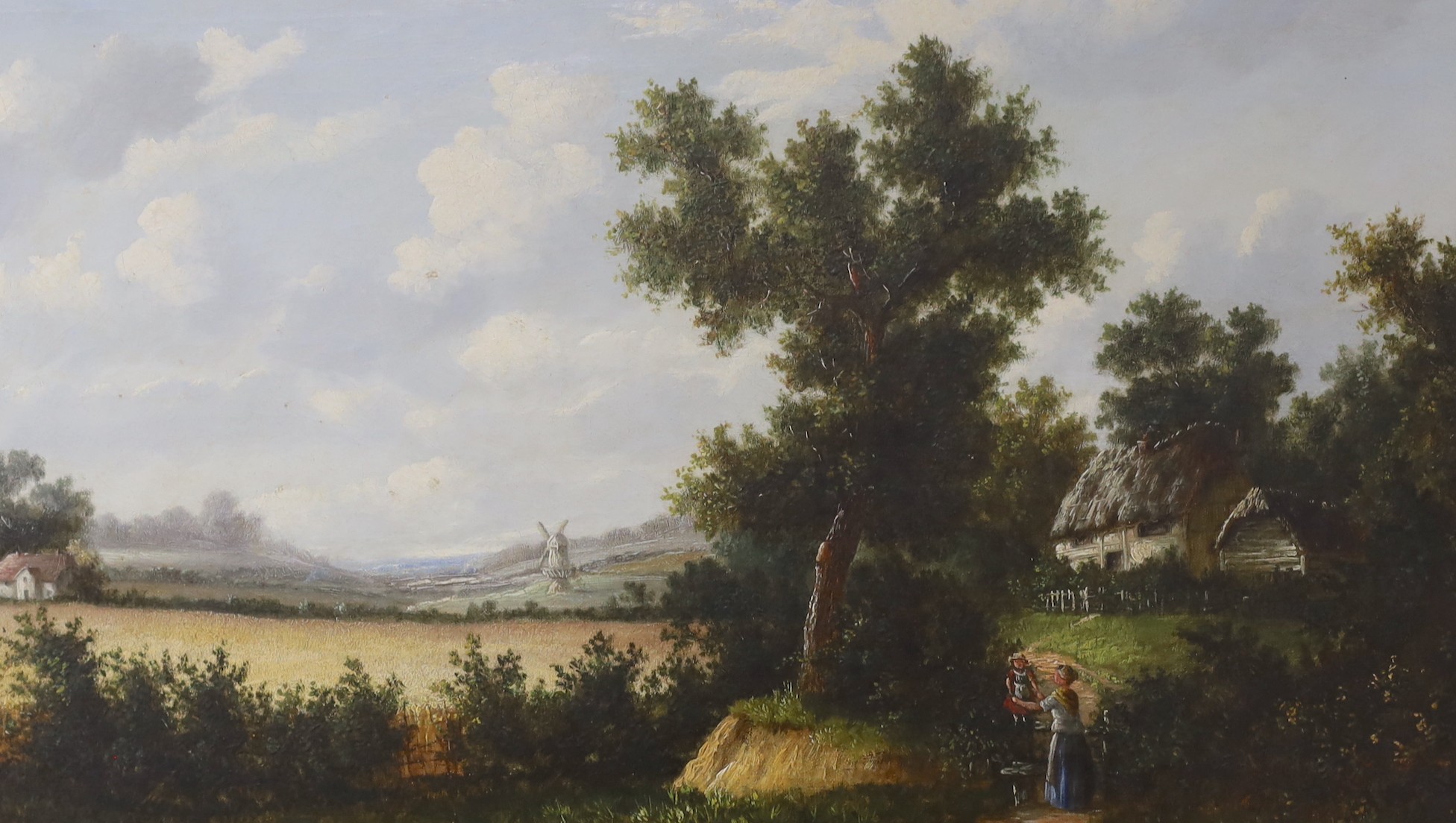 H.C. Barton (19thC), pair of oils on canvas, Rustic landscapes, one signed and dated 1877, 40 x 65cm